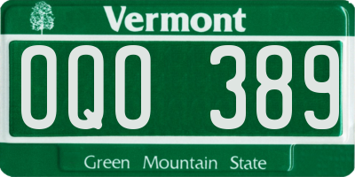 VT license plate OQO389