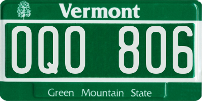 VT license plate OQO806