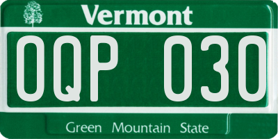 VT license plate OQP030