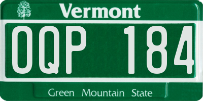 VT license plate OQP184