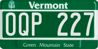 VT license plate OQP227