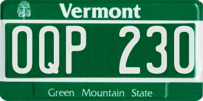 VT license plate OQP230