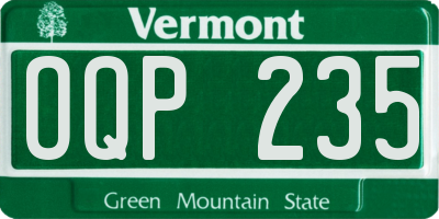 VT license plate OQP235