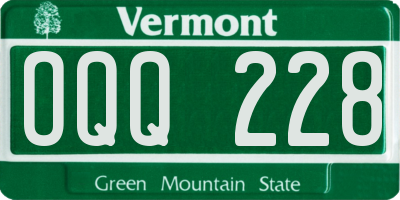 VT license plate OQQ228