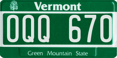 VT license plate OQQ670