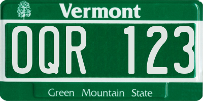 VT license plate OQR123