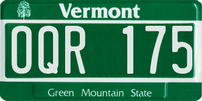 VT license plate OQR175