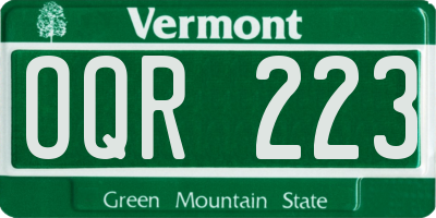 VT license plate OQR223