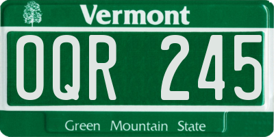 VT license plate OQR245