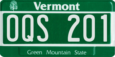 VT license plate OQS201