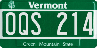 VT license plate OQS214