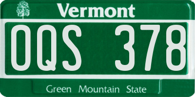 VT license plate OQS378