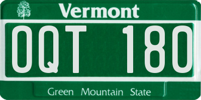 VT license plate OQT180