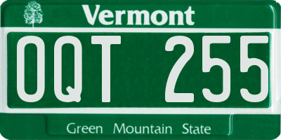 VT license plate OQT255