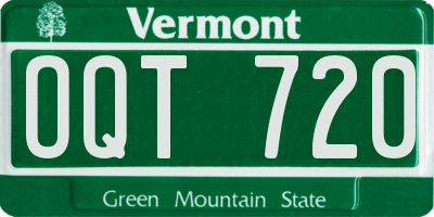 VT license plate OQT720