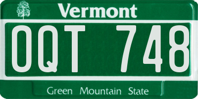 VT license plate OQT748