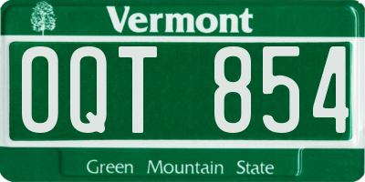 VT license plate OQT854