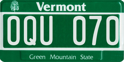 VT license plate OQU070
