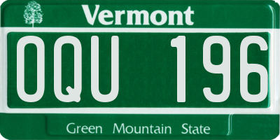 VT license plate OQU196