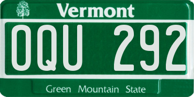 VT license plate OQU292
