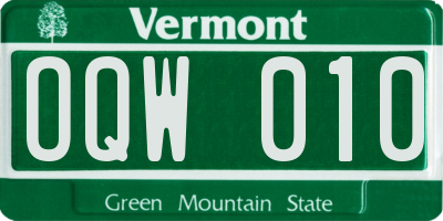 VT license plate OQW010