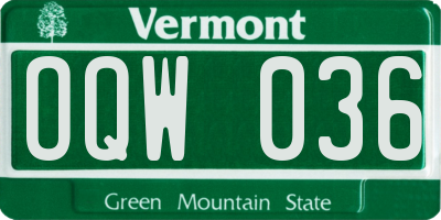 VT license plate OQW036
