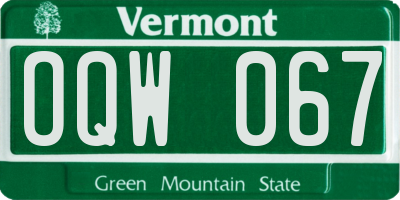 VT license plate OQW067