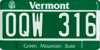 VT license plate OQW316