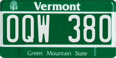 VT license plate OQW380