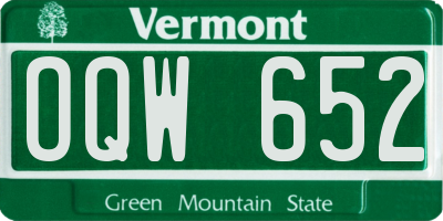 VT license plate OQW652