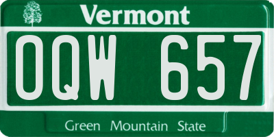 VT license plate OQW657
