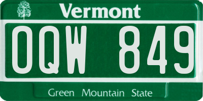 VT license plate OQW849