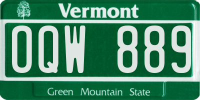 VT license plate OQW889