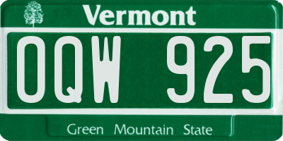 VT license plate OQW925