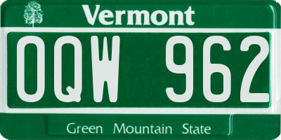 VT license plate OQW962