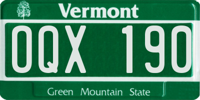 VT license plate OQX190