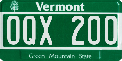 VT license plate OQX200
