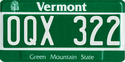 VT license plate OQX322