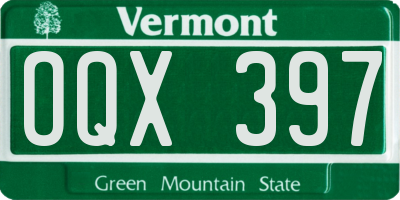 VT license plate OQX397