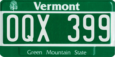 VT license plate OQX399