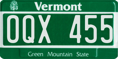 VT license plate OQX455