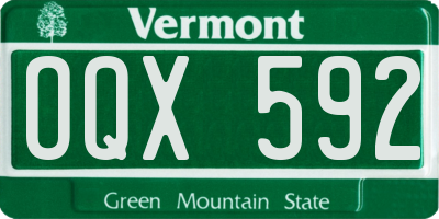 VT license plate OQX592