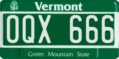VT license plate OQX666