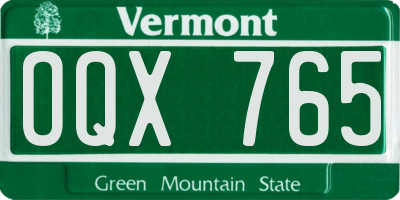 VT license plate OQX765