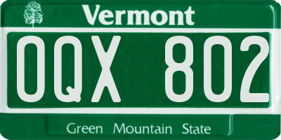 VT license plate OQX802
