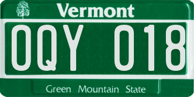 VT license plate OQY018