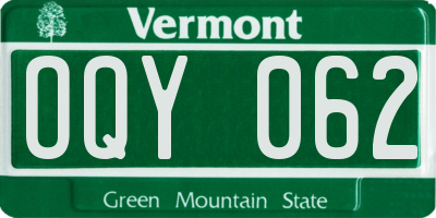 VT license plate OQY062