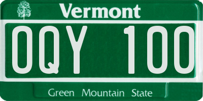 VT license plate OQY100