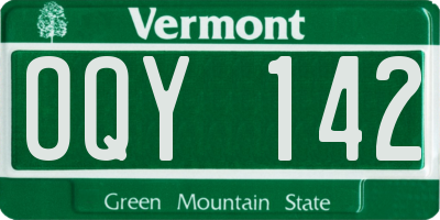 VT license plate OQY142
