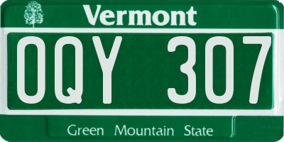 VT license plate OQY307